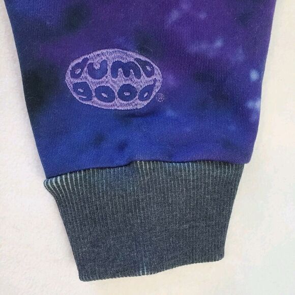 Charmed Dumbgood Womens Size M Comic Big Print Embroidered Hoodie Purple Black - Picture 3 of 9